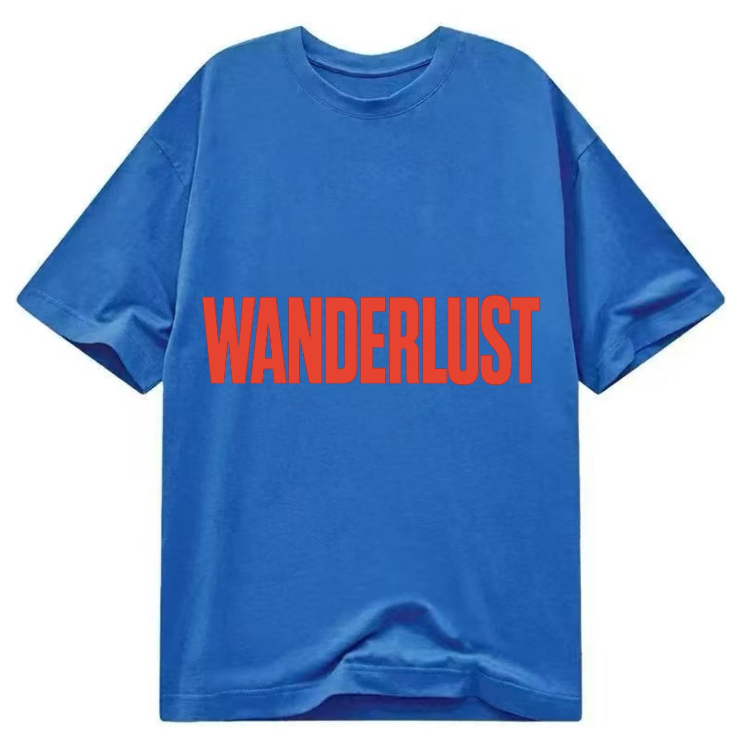 Bold typography design - "WANDERLUST" - desire to travel, explore the world - Classic T-shirt - Blue