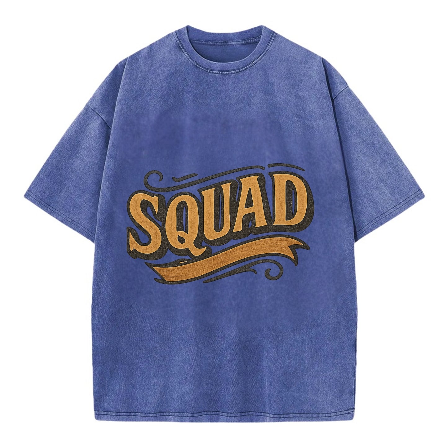 Bold typography design - "SQUAD" - your crew, your people - Vintage T-shirt - Blue