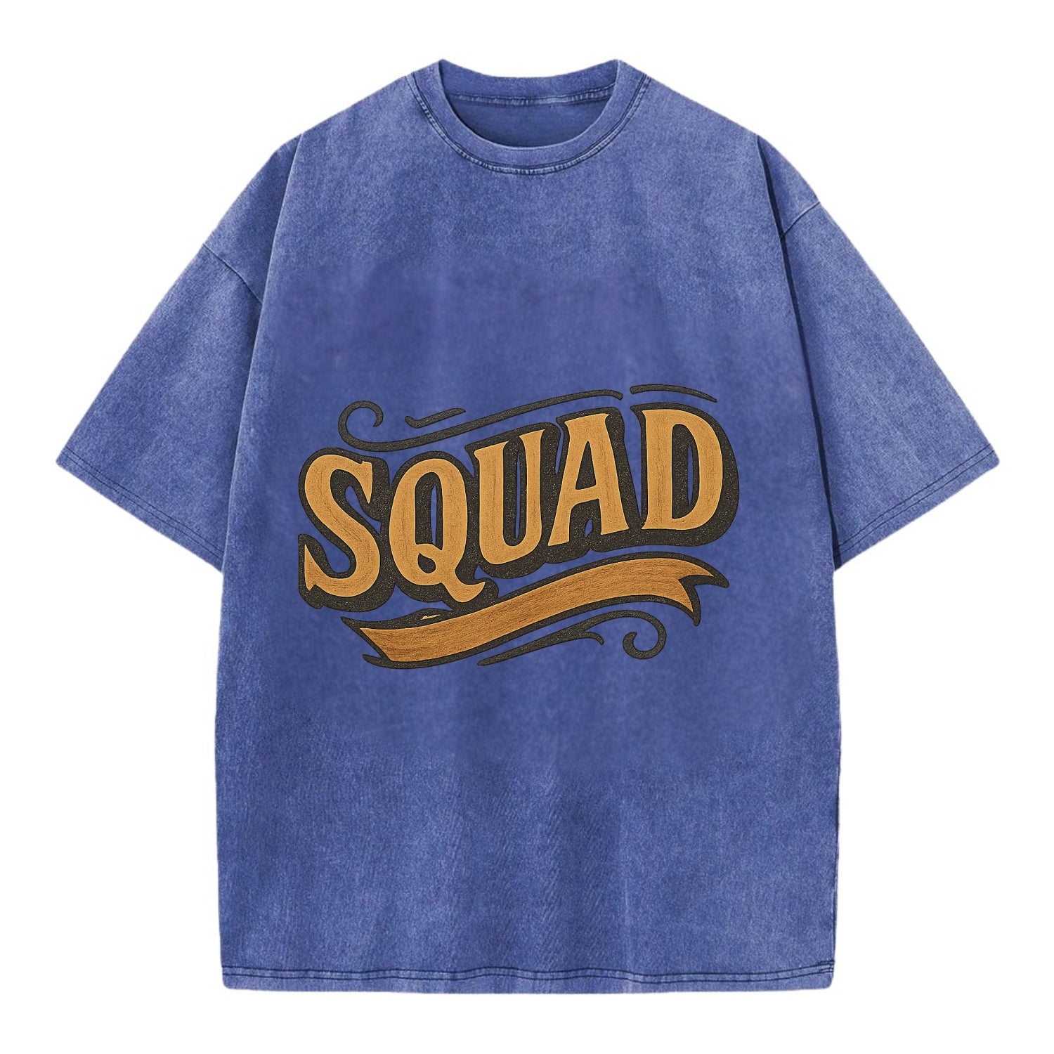 Bold typography design - "SQUAD" - your crew, your people - Vintage T-shirt - Blue