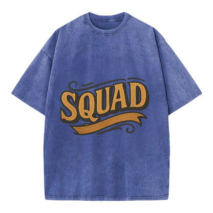 Bold typography design - "SQUAD" - your crew, your people - Vintage T-shirt - Blue