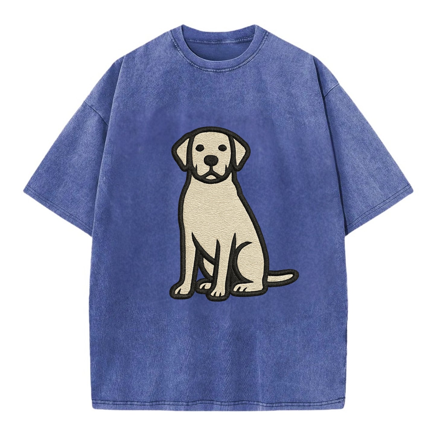 Goldador - Golden Lab mix sitting pose - Vintage T-shirt - Blue