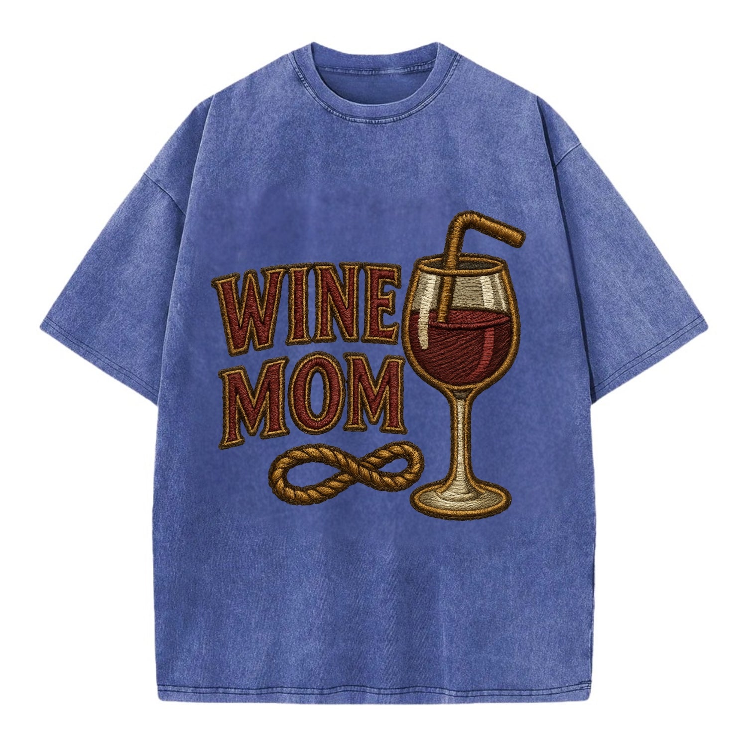 Wine Mom  - Vintage T-shirt - Blue