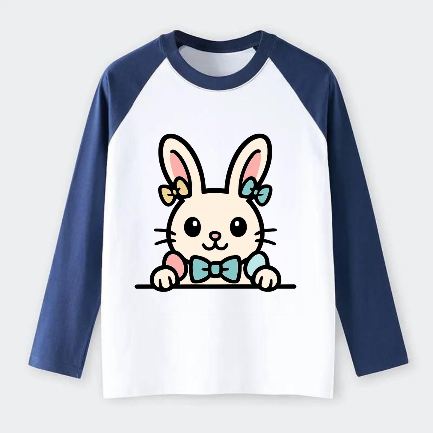 Easter Bunny  - Raglan Long Sleeve T-Shirt - Blue