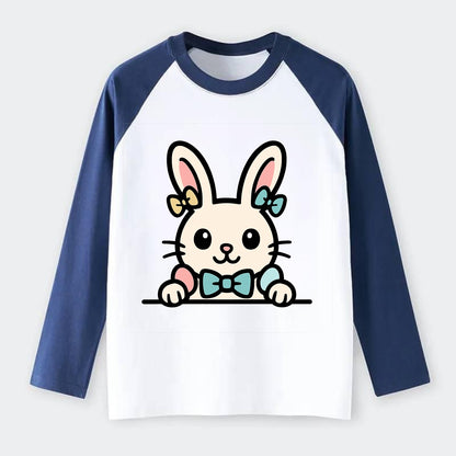 Easter Bunny  - Raglan Long Sleeve T-Shirt - Blue