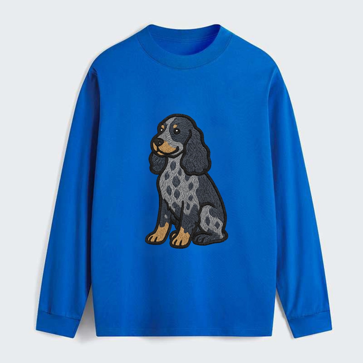 English Cocker Spaniel - Blue roan embroidered sitting pose - Classic Long Sleeve Shirt - Blue