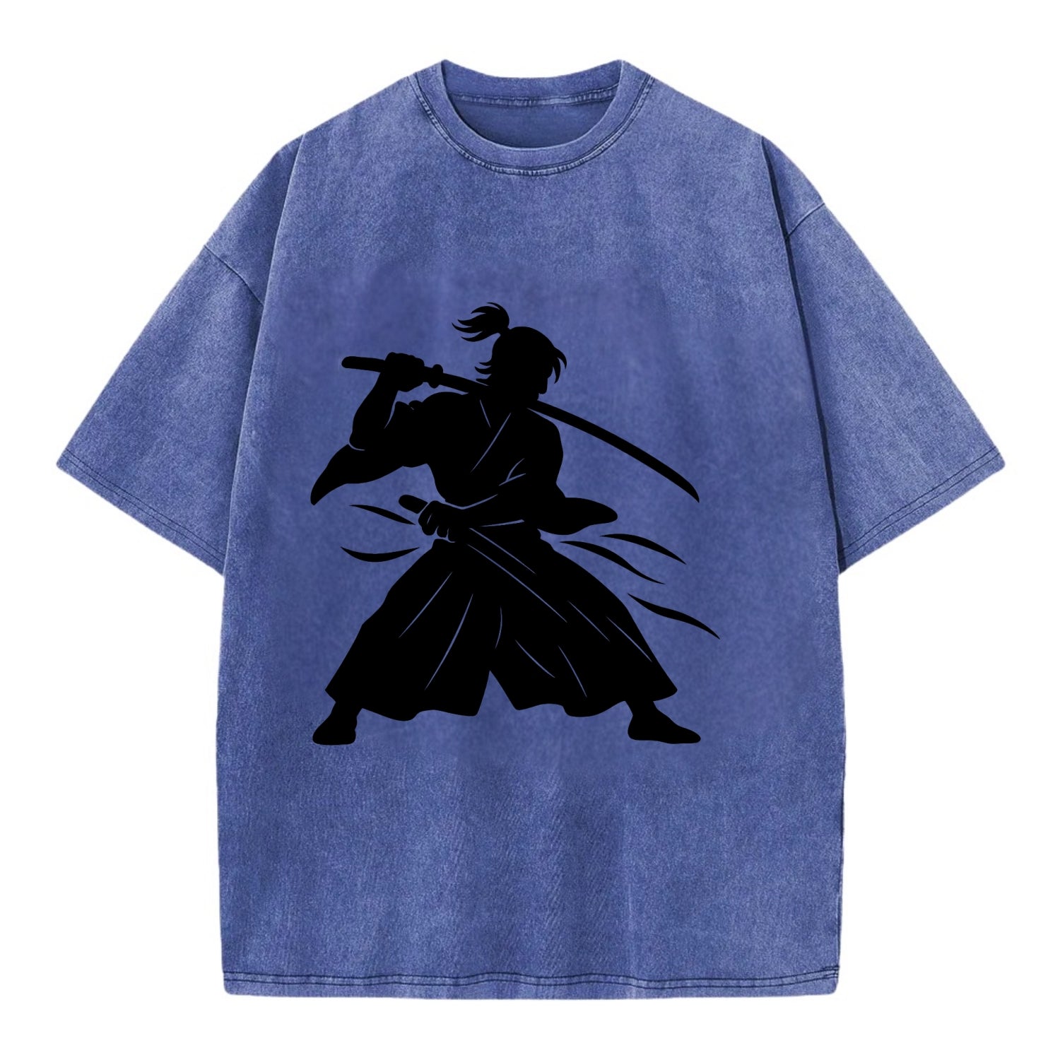 Japanese samurai sword draw - Vintage T-shirt - Blue