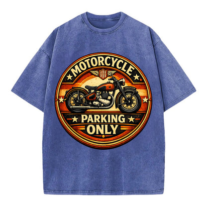 Motorcycle Parking Only - Vintage T-shirt - Blue