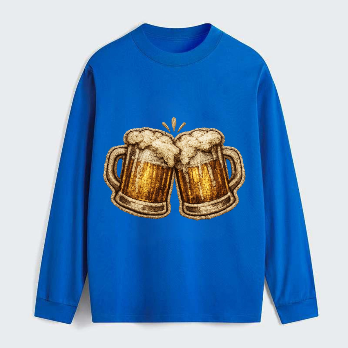 BEER MUG CHEERS - frosty beer stein in gold and amber , brewery - Classic Long Sleeve Shirt - Blue
