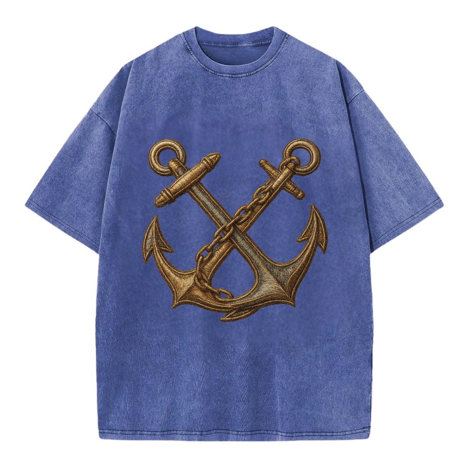 Crossed Anchors  - Vintage T-shirt - Blue