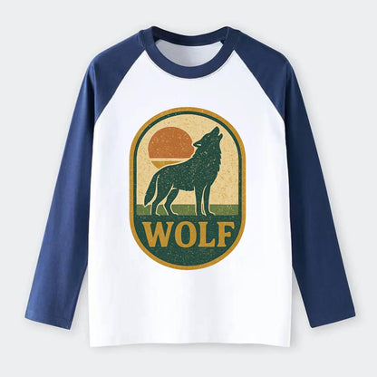 Carbon Fiber Wolf  - Raglan Long Sleeve T-Shirt - Blue