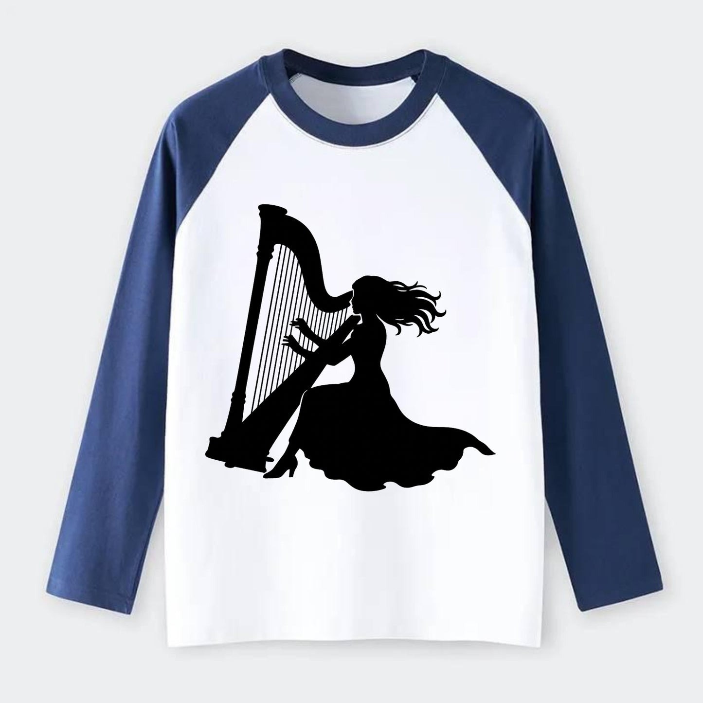 Harpist playing ethereal melody - Raglan Long Sleeve T-Shirt - Blue