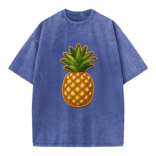 PINEAPPLE CROWN - tropical fruit in yellow and green , hospitality - Vintage T-shirt
