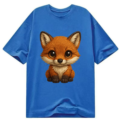 Baby Red Fox - russet fur, white chest, big amber eyes, perky ears, front-facing, - Classic T-shirt