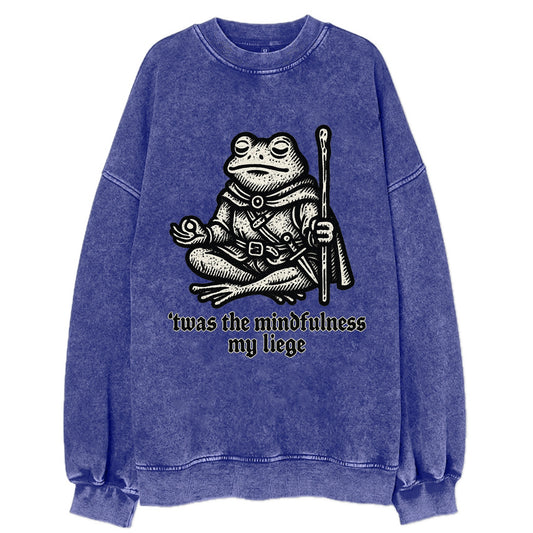 Mindfulness Meditation Frog  - Vintage Sweatshirt - Blue