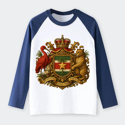 Suriname Star Emblem  - Raglan Long Sleeve T-Shirt - Blue