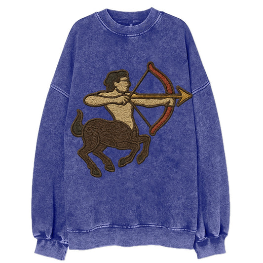 Sagittarius Arrow  - Vintage Sweatshirt - Blue