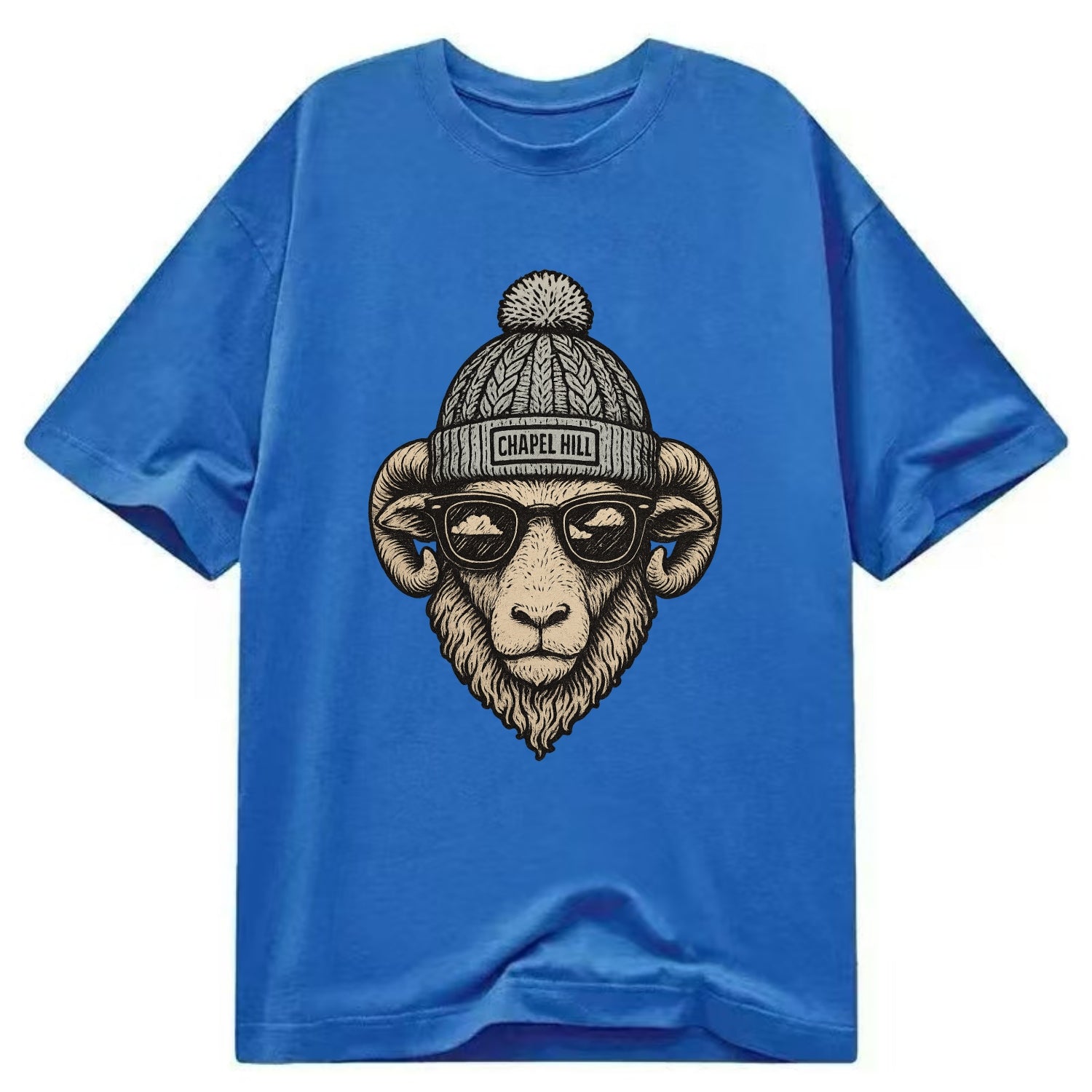 Chapel Hill Tar Heel Ram wearing UNC bea - Classic T-shirt - Blue