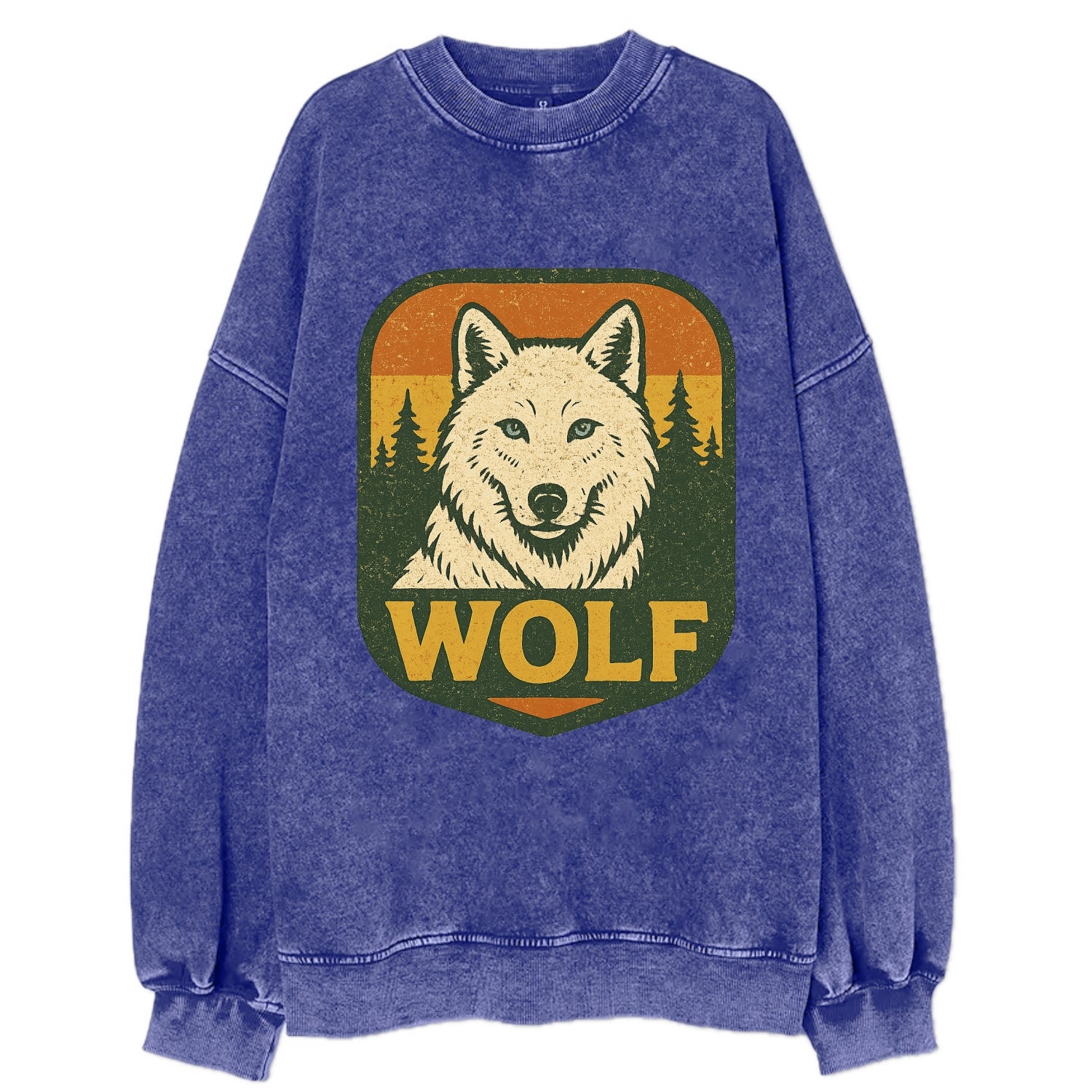 Arctic White Wolf  - Vintage Sweatshirt - Blue