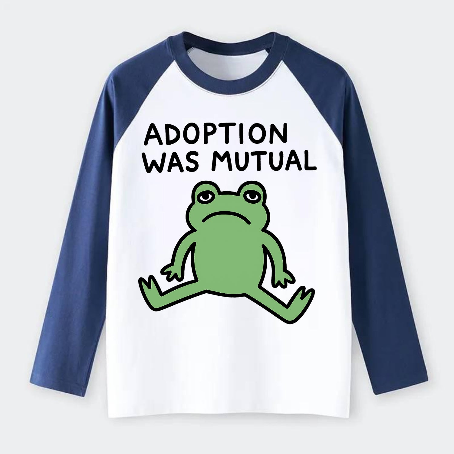 ADOPTION WAS MUTUAL | Animal choosing human - Raglan Long Sleeve T-Shirt - Blue