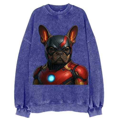 French Bulldog Iron Man  - Vintage Sweatshirt