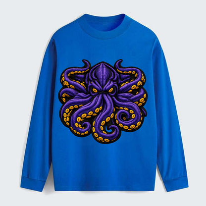 KRAKEN TENTACLES - sea monster in purple and black , deep sea - Classic Long Sleeve Shirt - Blue