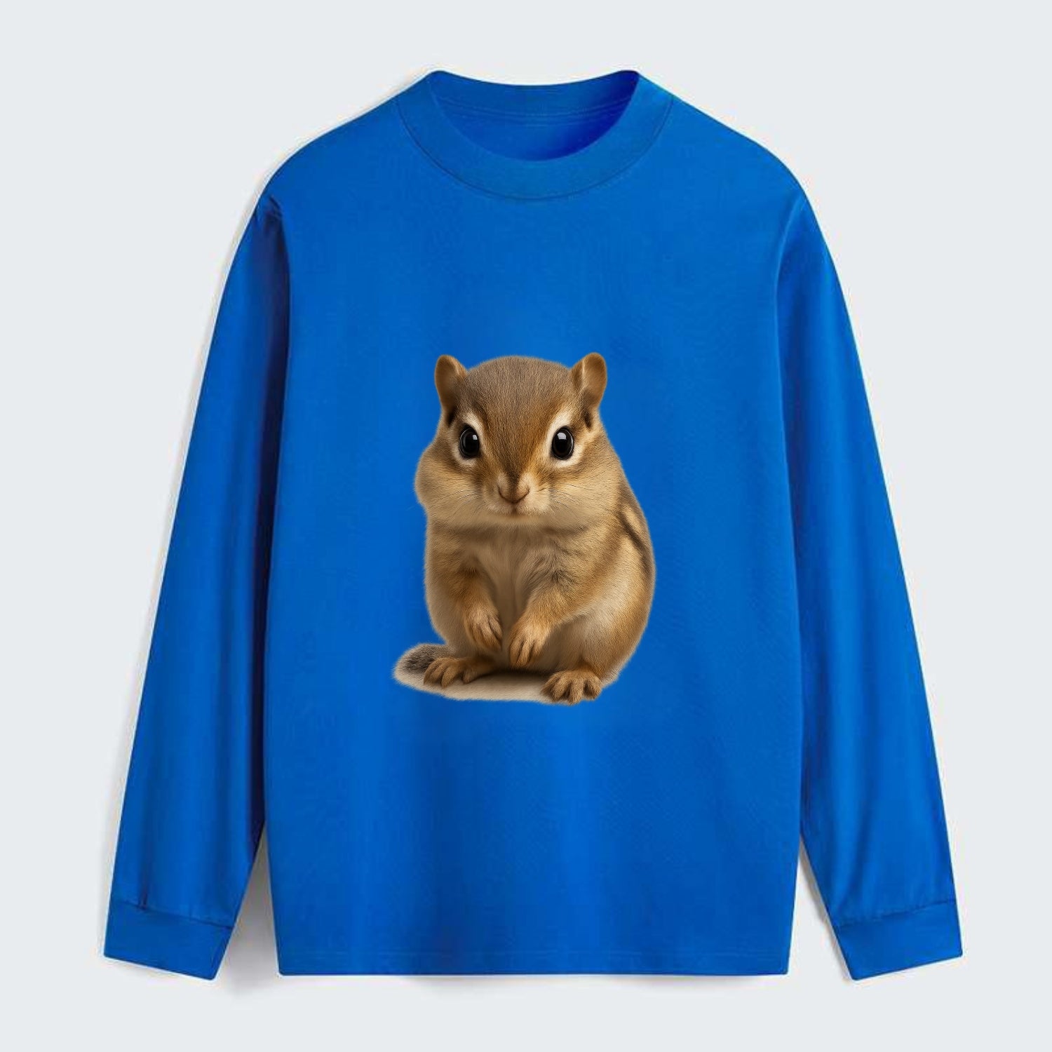 Baby Chipmunk - striped back, cheek pouches, tiny paws, bright eyes, - Classic Long Sleeve Shirt - Blue