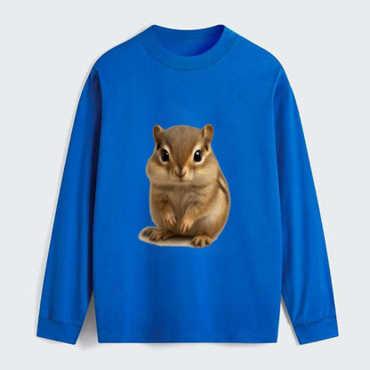 Baby Chipmunk - striped back, cheek pouches, tiny paws, bright eyes, - Classic Long Sleeve Shirt - Blue