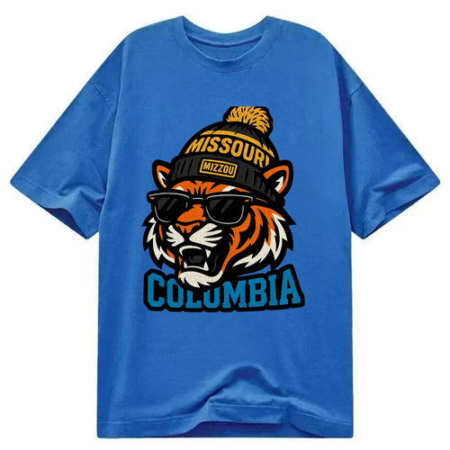 Columbia Tiger wearing Missouri beanie with Mizzou patch - Classic T-shirt