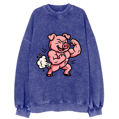 Strong Pig - Vintage Sweatshirt - Blue