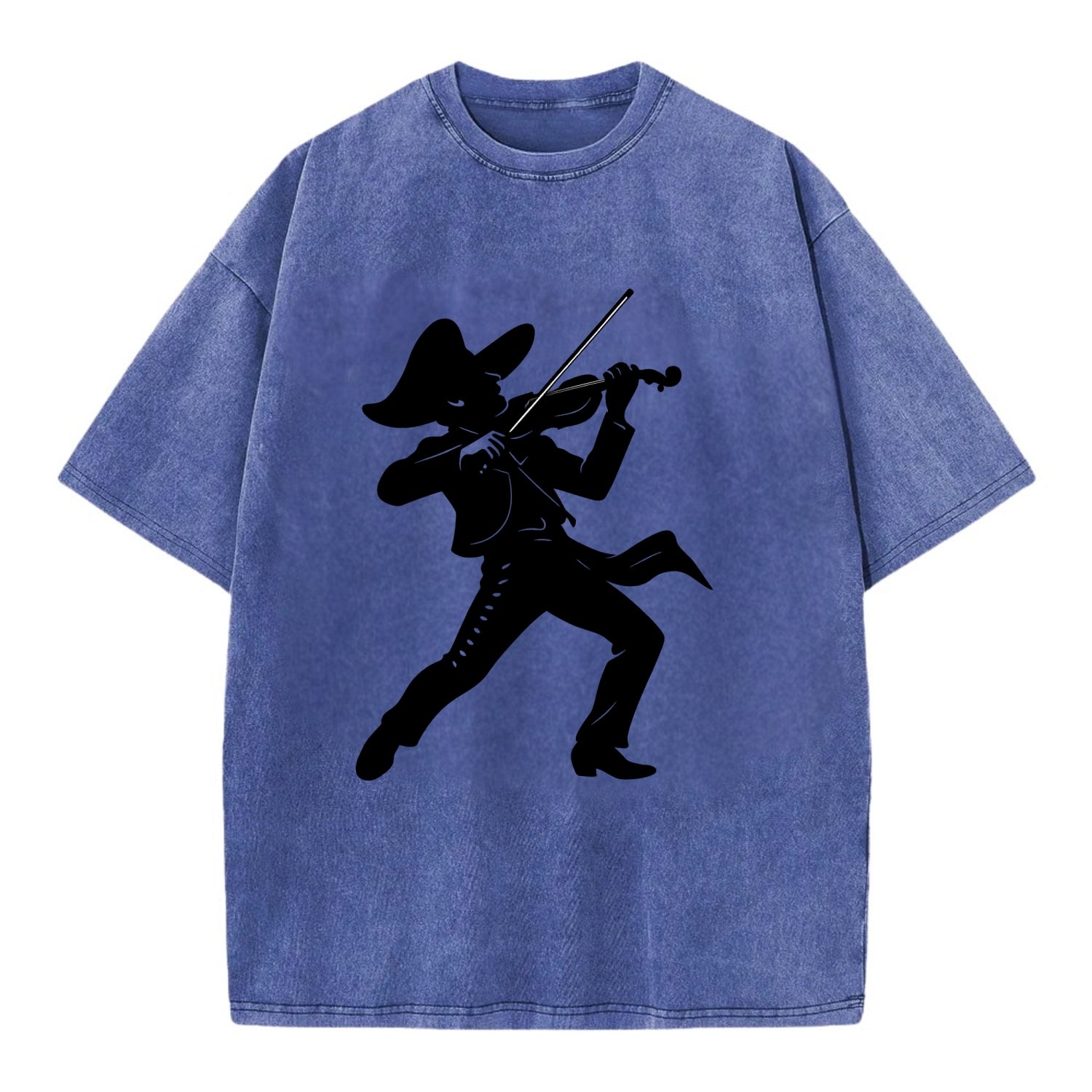 Mariachi violinist passionate performance - Vintage T-shirt - Blue