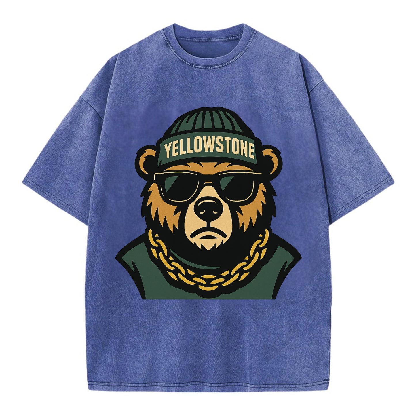 Yellowstone Bear - Vintage T-shirt - Blue