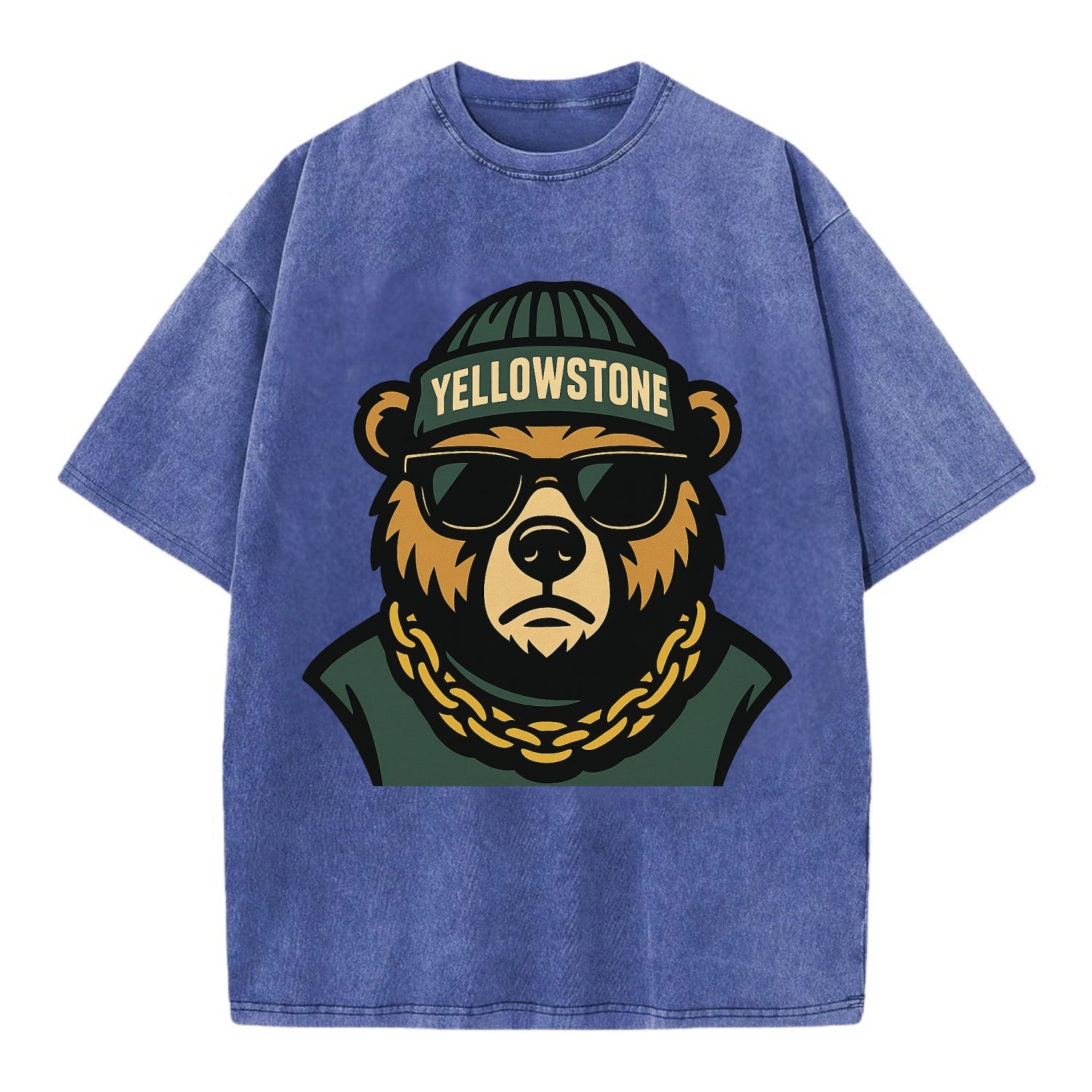 Yellowstone Bear - Vintage T-shirt - Blue