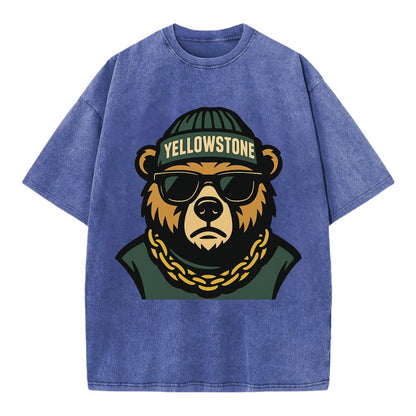 Yellowstone Bear - Vintage T-shirt - Blue