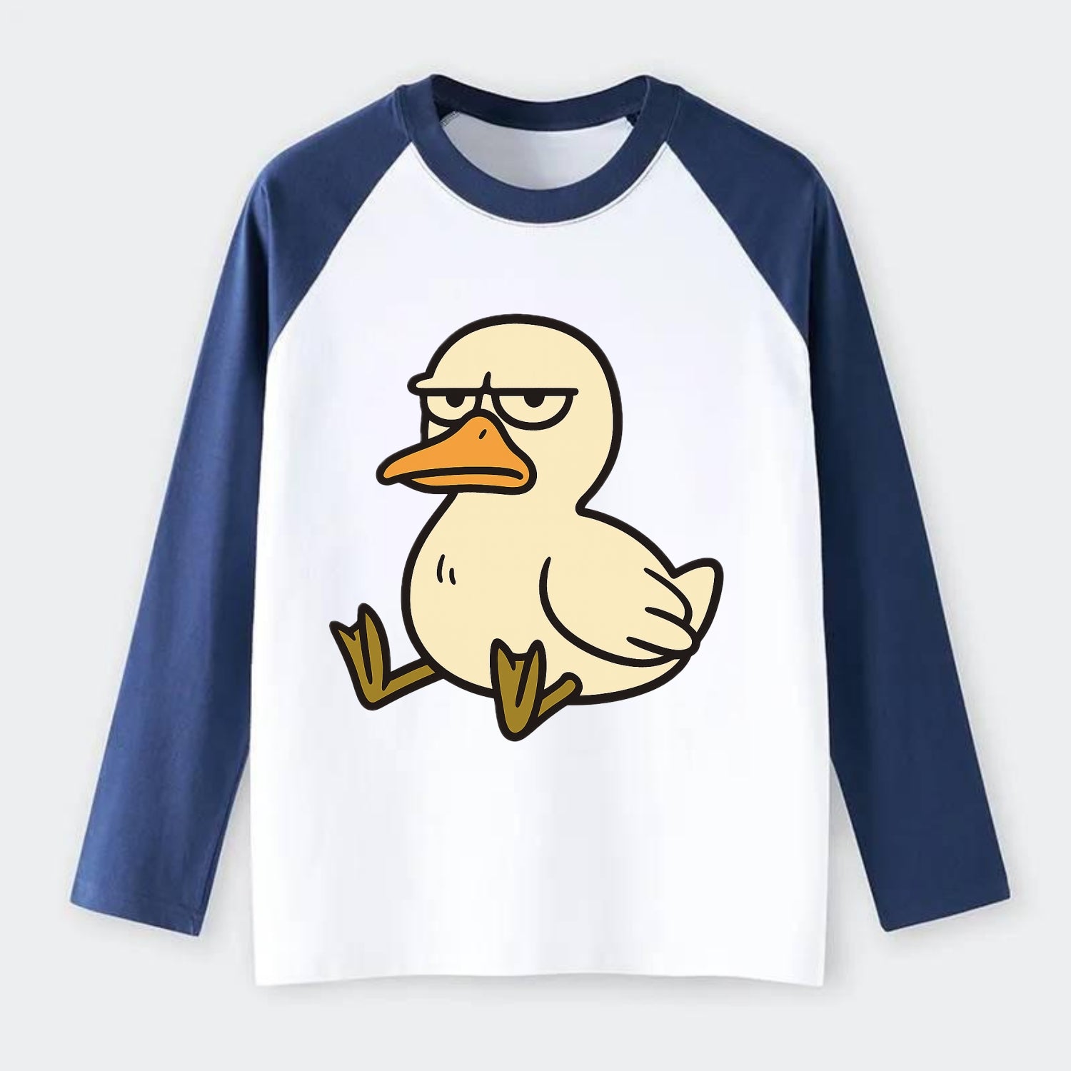The Duck Judging Silently - Raglan Long Sleeve T-Shirt - Blue