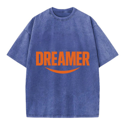 Bold typography design - "DREAMER" - imagination, seeing possibilities - Vintage T-shirt - Blue