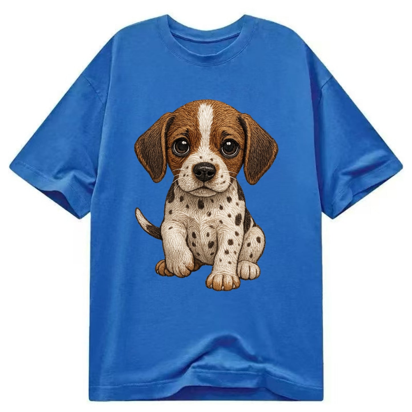 Baby Pointer Puppy - spotted coat, noble stance, alert eyes, front-facing, - Classic T-shirt - Blue