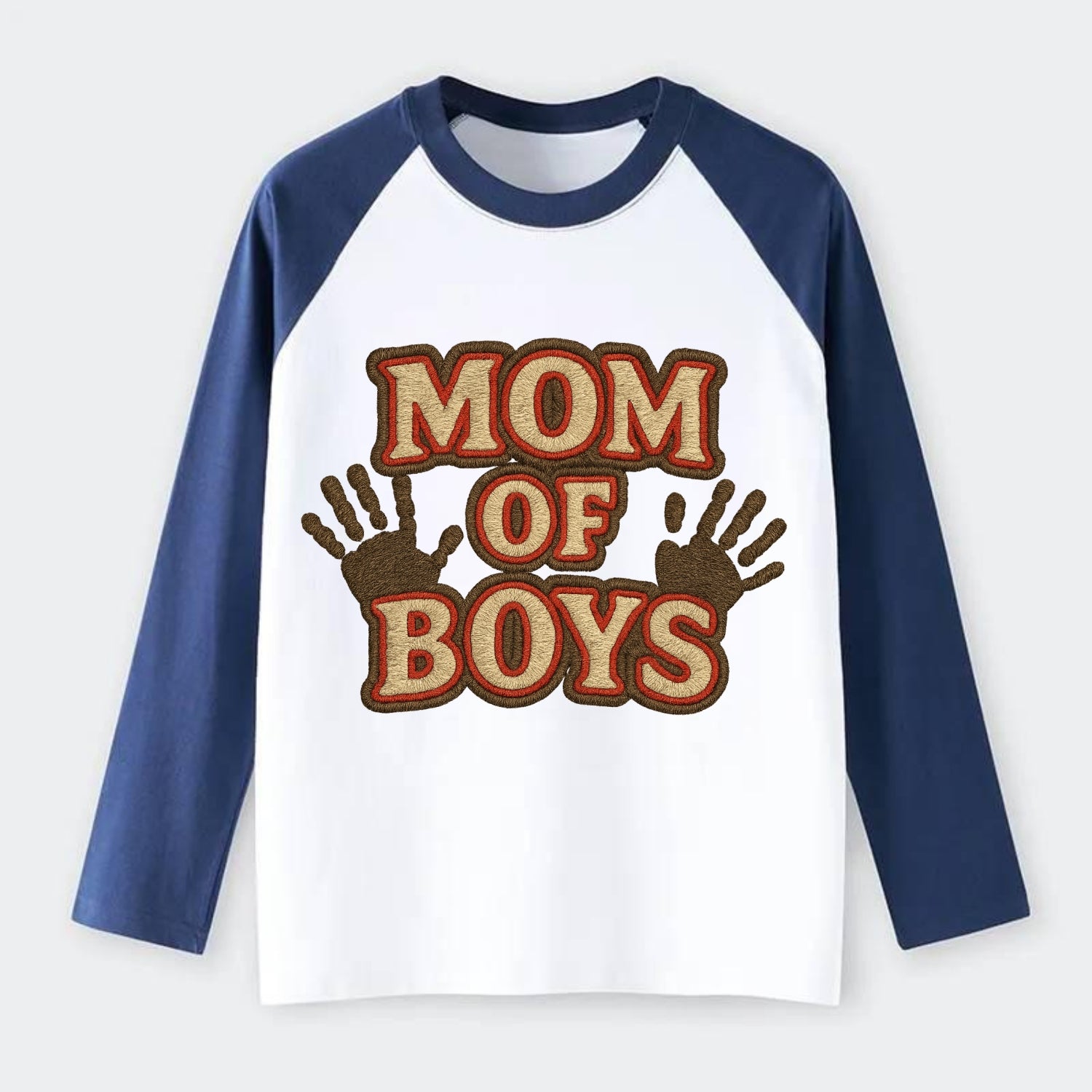 Mom Of Boys  - Raglan Long Sleeve T-Shirt - Blue