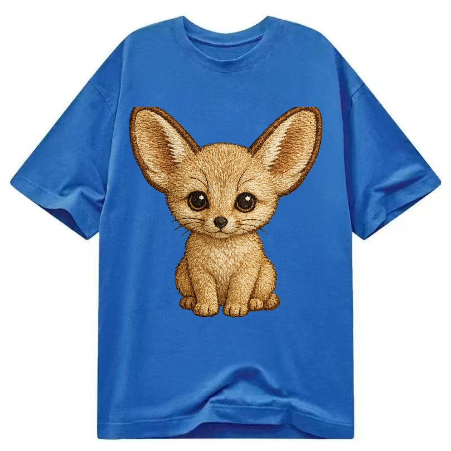 Baby Fennec Fox - huge ears, cream fur, large dark eyes, front-facing, desert baby - Classic T-shirt - Blue
