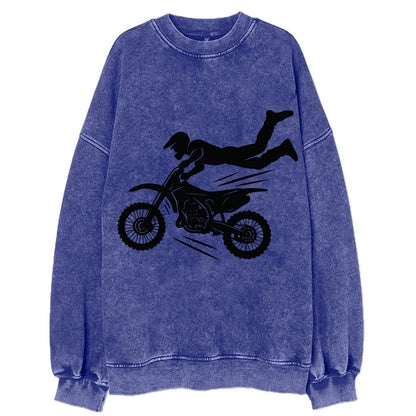 Motocross rider airborne trick - Vintage Sweatshirt - Blue