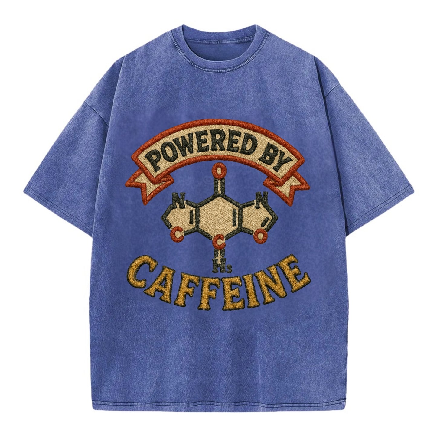 Powered By Caffeine  - Vintage T-shirt - Blue