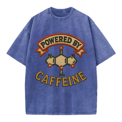 Powered By Caffeine  - Vintage T-shirt - Blue
