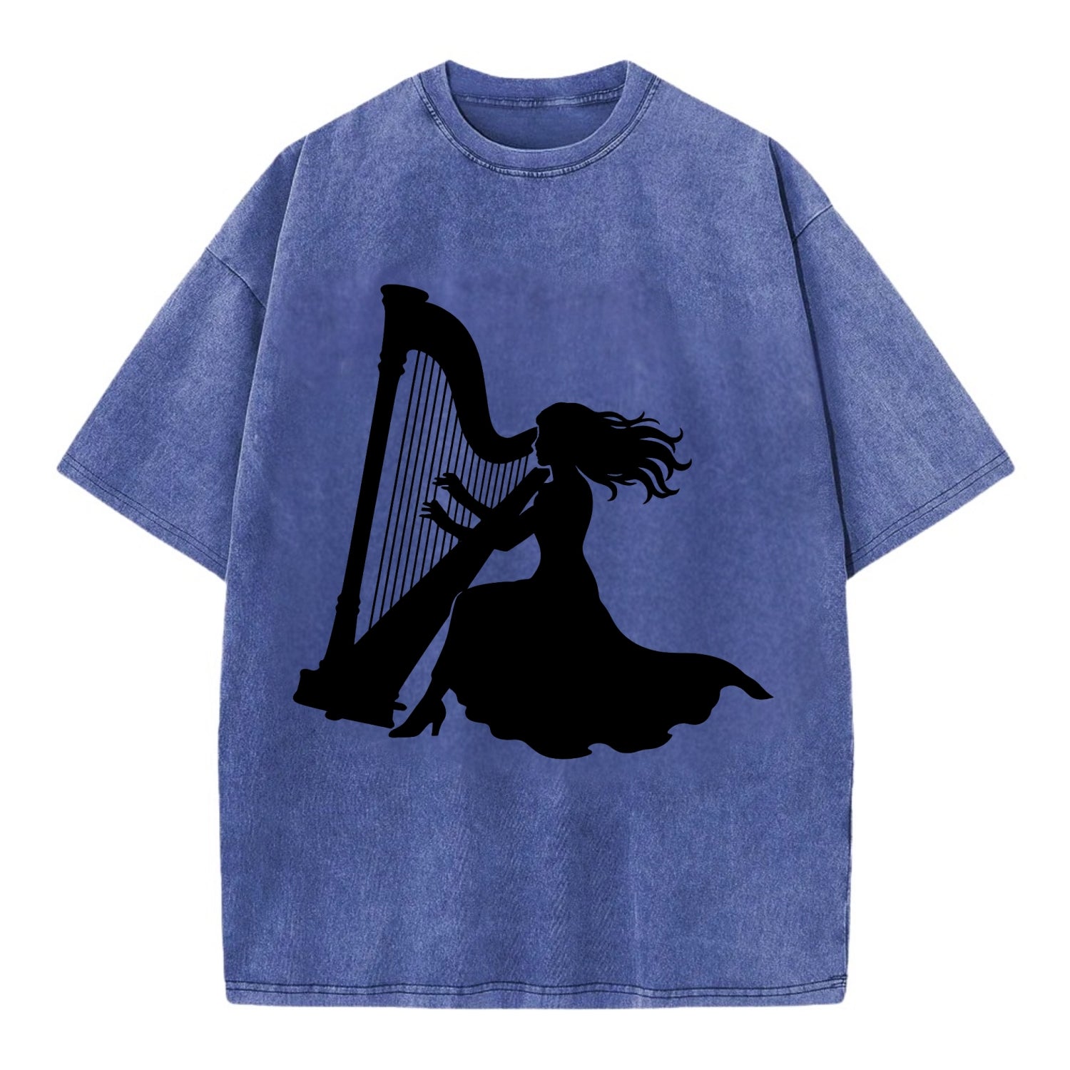 Harpist playing ethereal melody - Vintage T-shirt - Blue