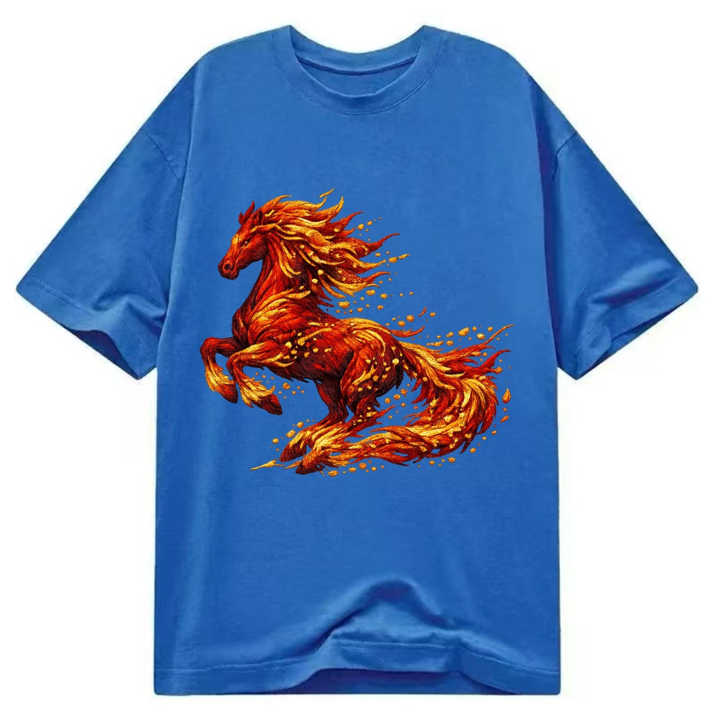 EMBER RISING | Sparks forming into horse shape | Particles of fire | Energy - Classic T-shirt - Blue