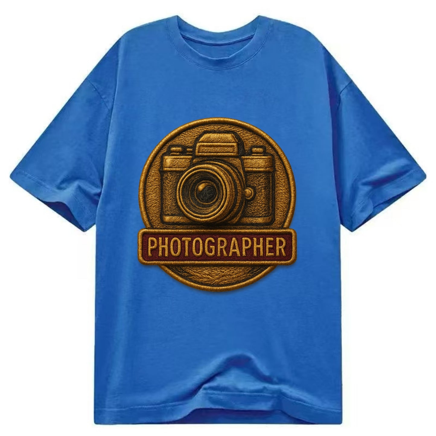 Camera with vintage lens - photographer badge - Classic T-shirt - Blue