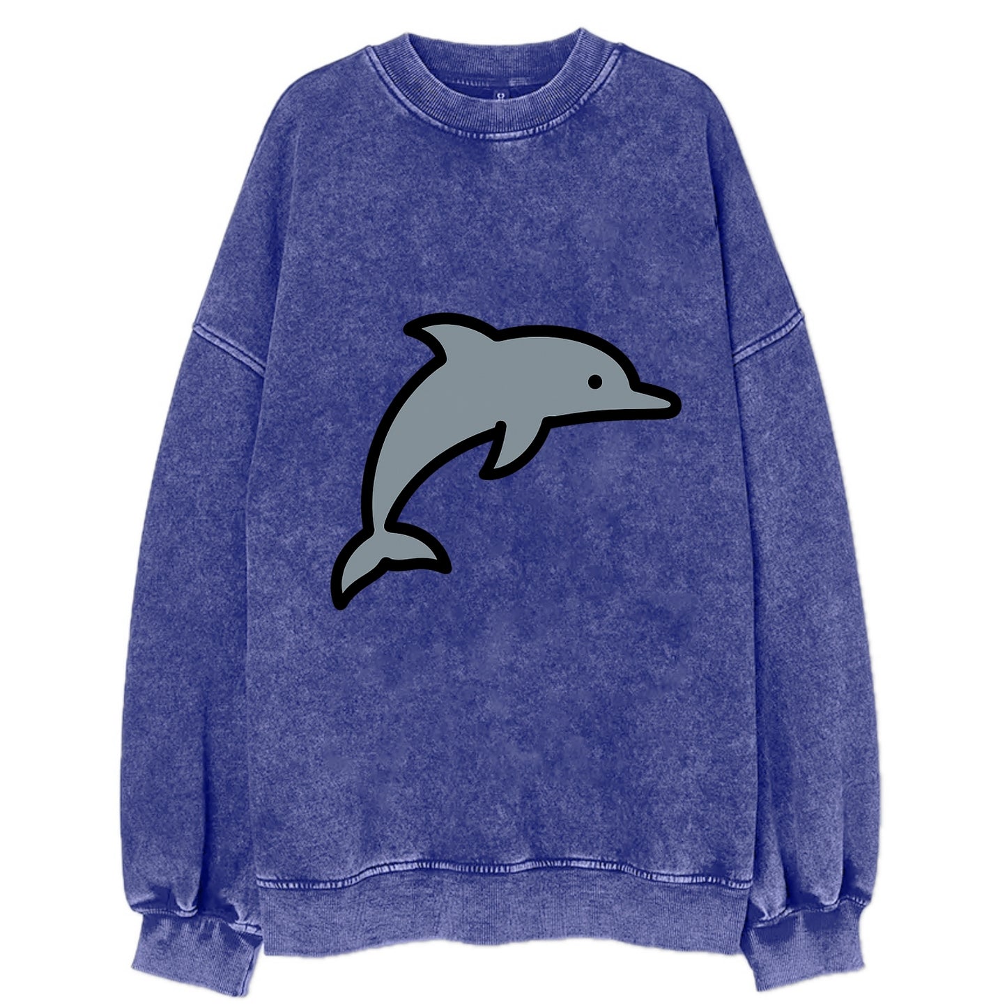 Bottlenose Dolphin - Gray jumping pose flat side profile - Vintage Sweatshirt - Blue