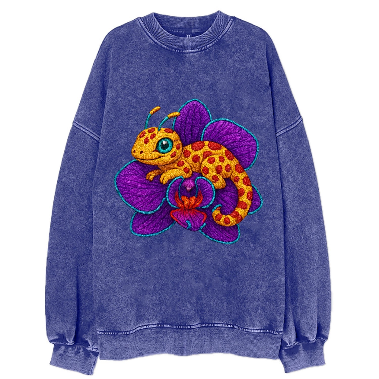 Leopard Orchid - Vintage Sweatshirt - Blue