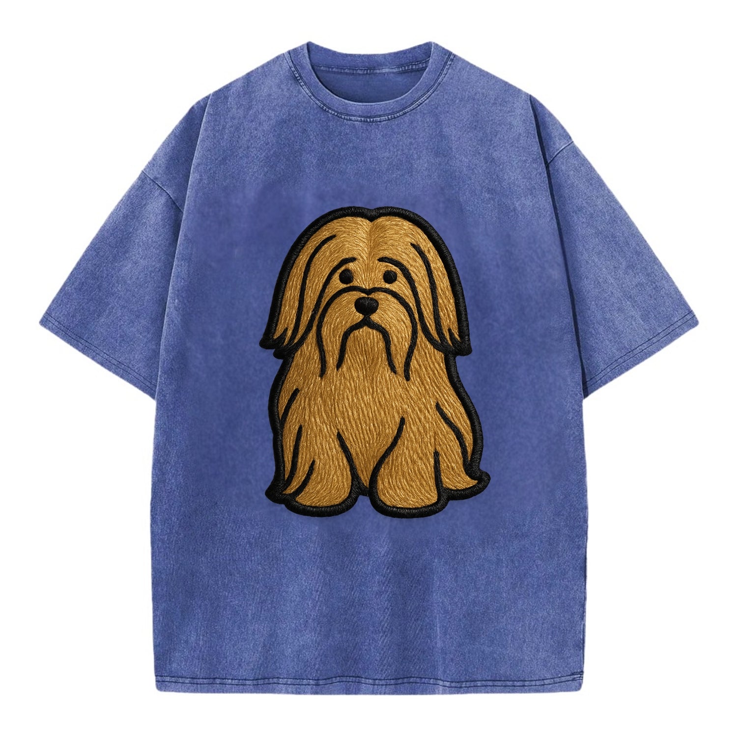Lhasa Apso - Trendy long-haired design w - Vintage T-shirt - Blue
