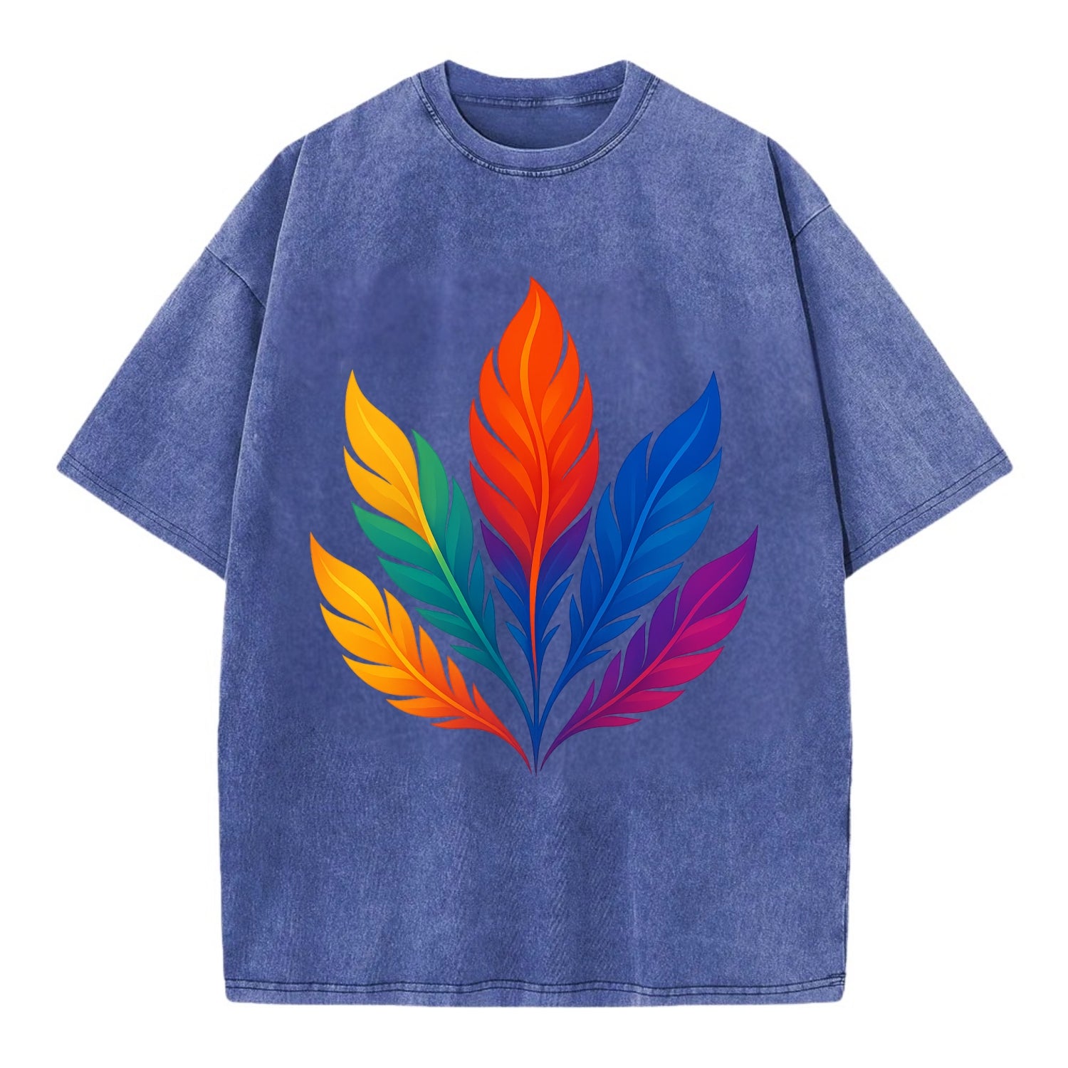 Phoenix Feathers - Each feather a differ - Vintage T-shirt - Blue