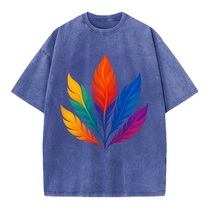 Phoenix Feathers - Each feather a differ - Vintage T-shirt - Blue