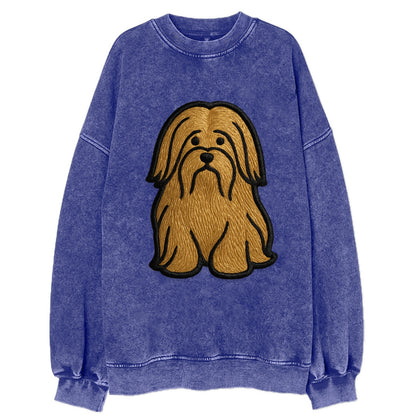 Lhasa Apso - Trendy long-haired design w - Vintage Sweatshirt - Blue